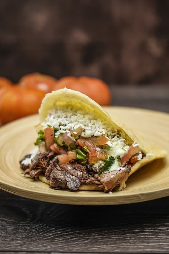 Arepa Pico e Gallo with carne asada at Pico e Gallo BBQ